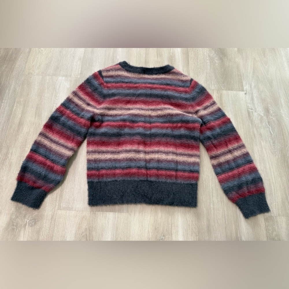Abercrombie Kids Pullover Sweater Girls 7/8 Multi Striped Excellent Fuzzy Knit - Picture 4 of 4
